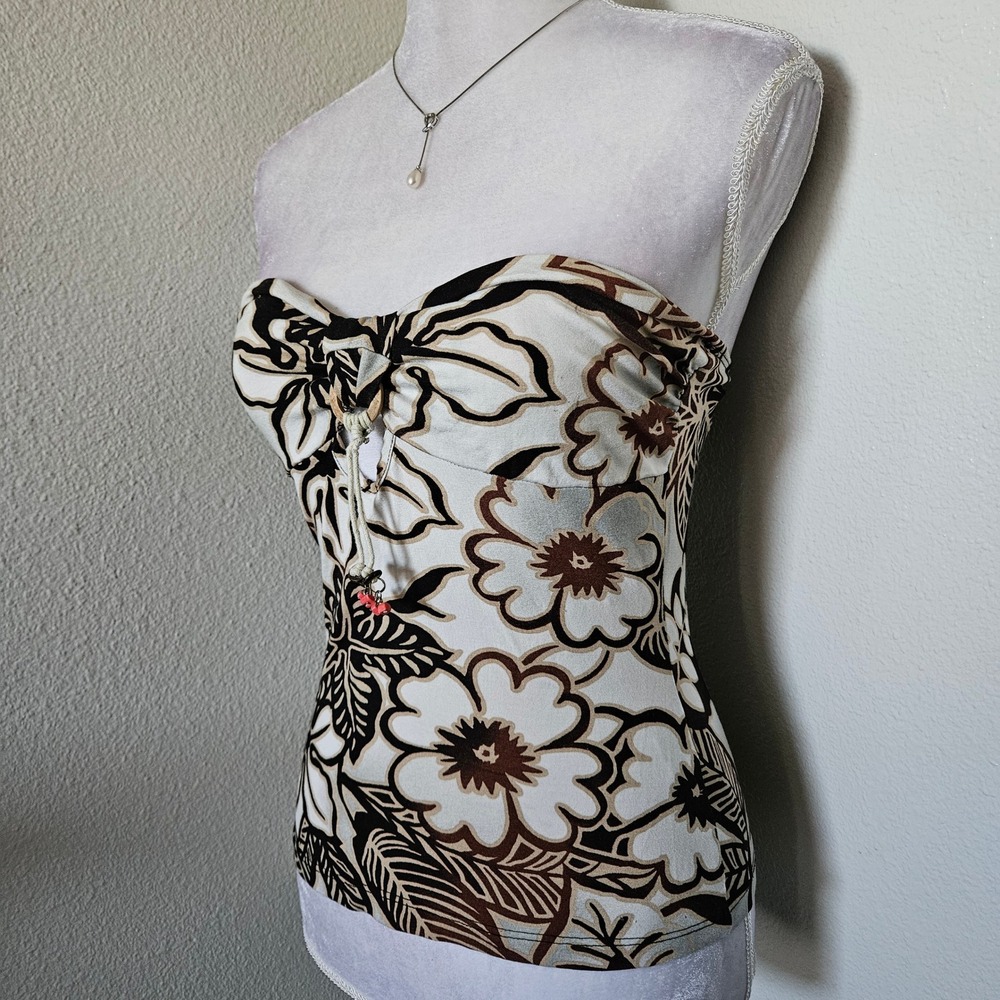 Yank Floral Strapless Tube Top Tropical Y2K